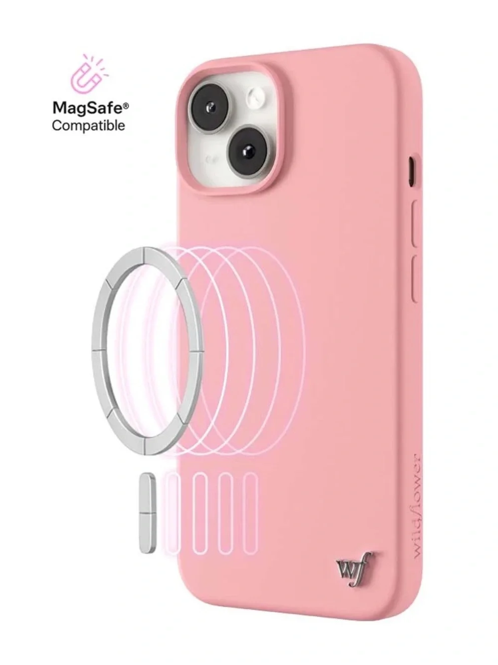 Wildflowers Pink Silicone Phone Case with Metal Logo